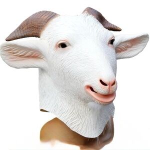 Realistic White Goat Head Mask